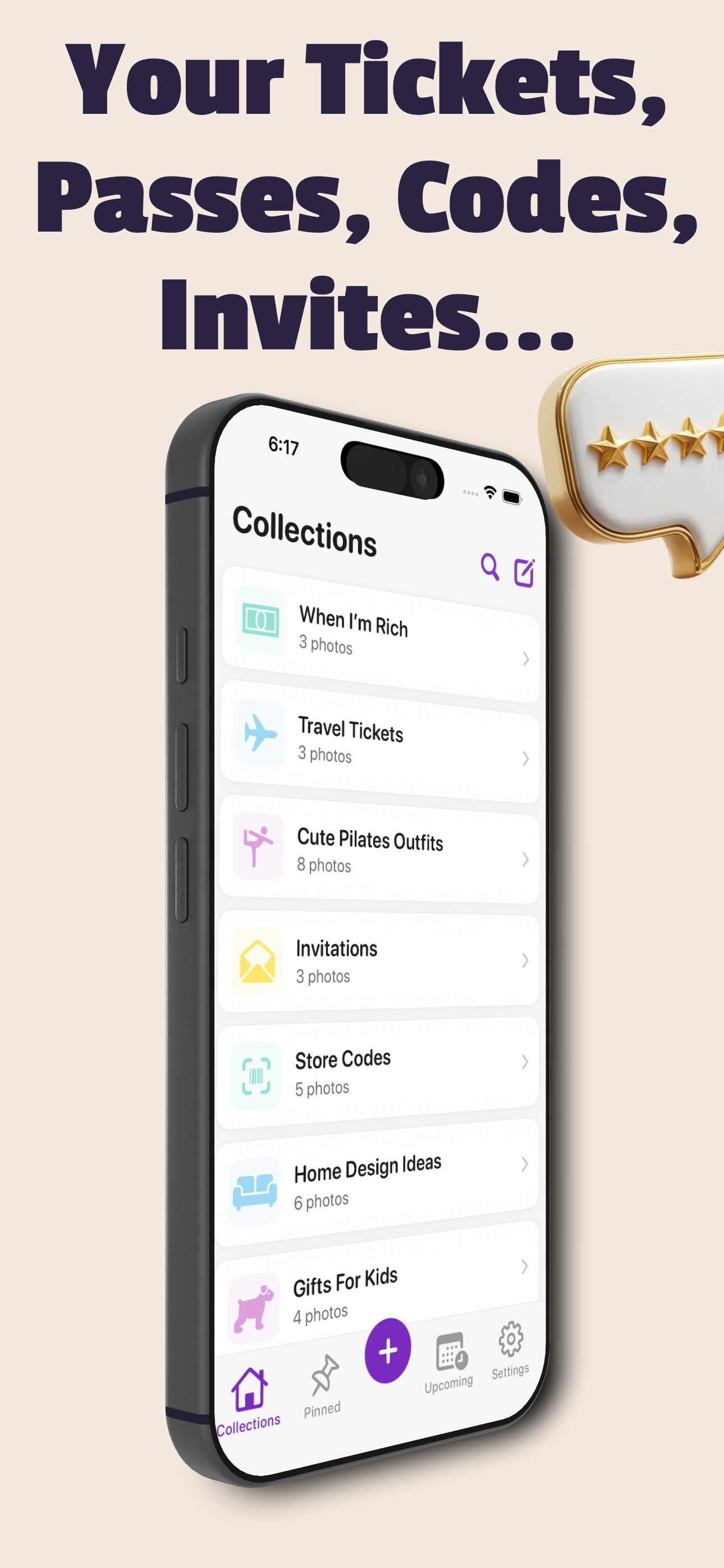 StashIt collections screen — light mode